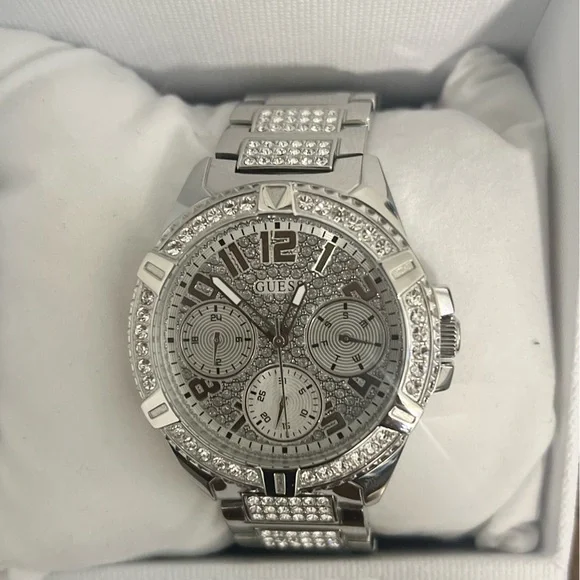 GUESS Silver Crystal-Embellished Watch display picture 1